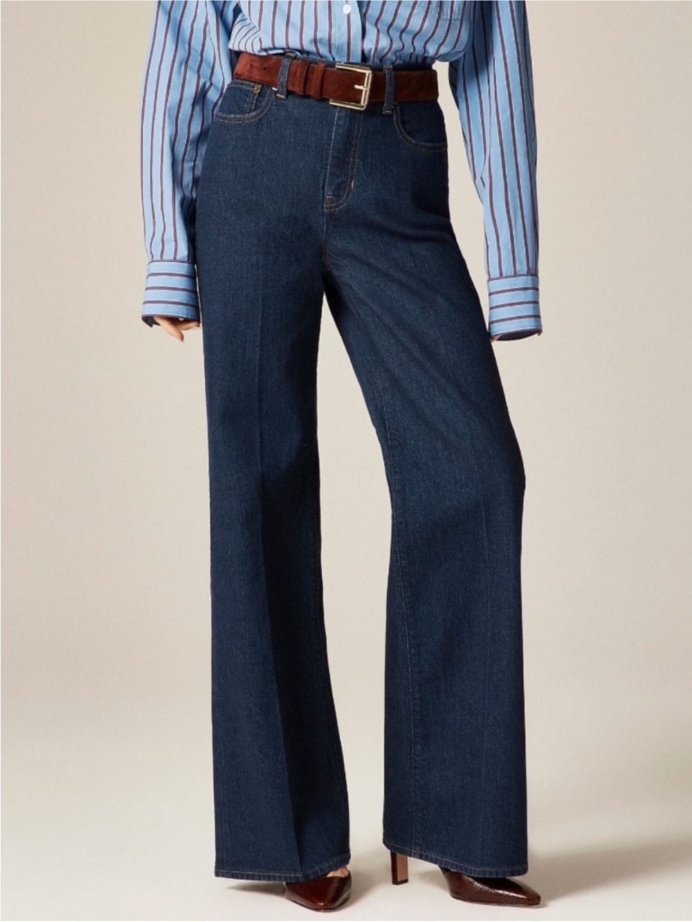 J. Crew Denim Trouser Wide Leg Jean Size 27 Rinse Wash High Ride Semi-Stretch - Picture 1 of 12